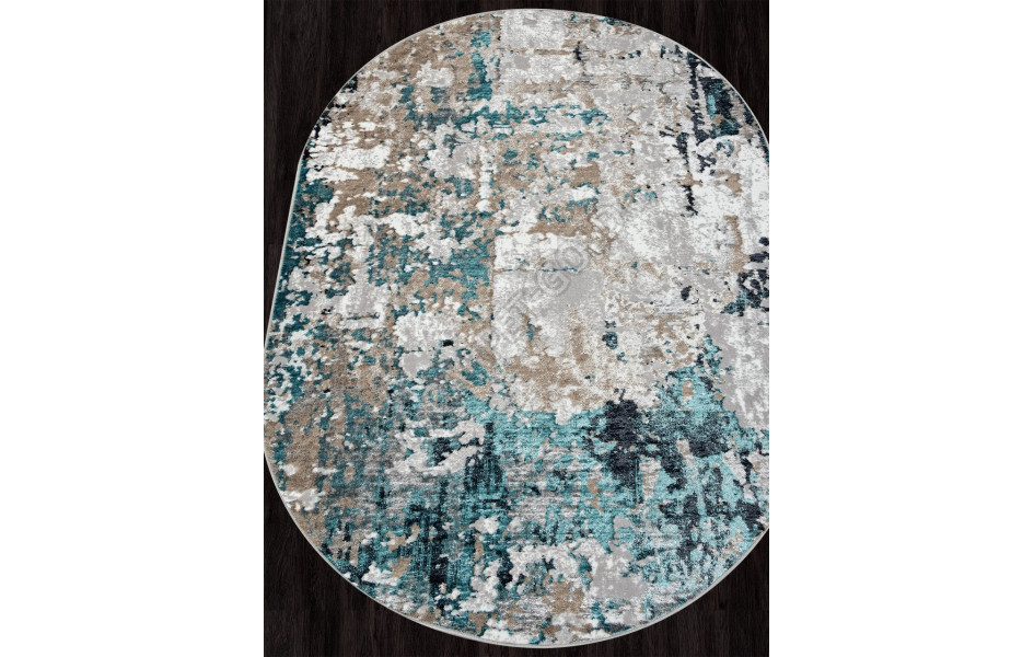 Ковер 01632A - GREY / TURQUOISE - Овал - коллекция PARADIZE